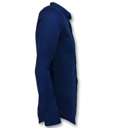 TONY BACKER Getailleerde Overhemden Mannen - Blanco Blouse  - 3041 - Blauw