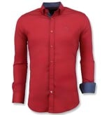 TONY BACKER Heren Blanco Overhemden Italiaans - Slim Fit Blouse - 3037 - Rood