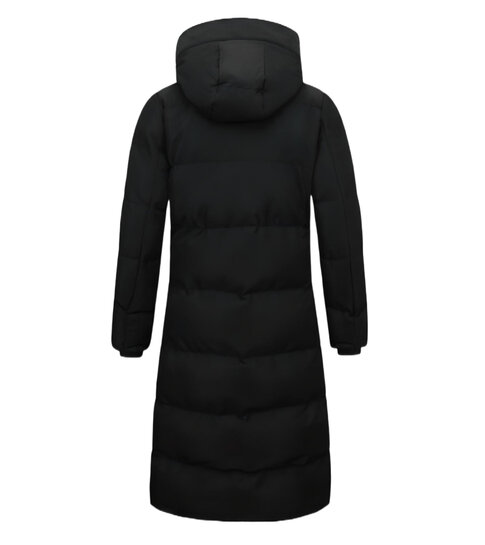 MATOGLA Lange Puffer Jas Dames Getailleerd - 8606 - Zwart