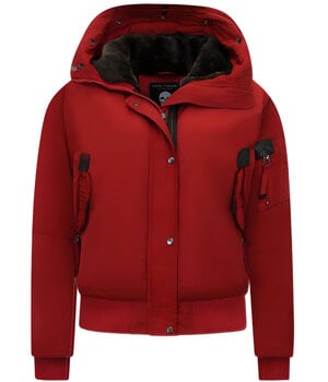 Gentile Bellini Gewatteerde Jas Kort Dames met Capuchon - 8815 - Rood