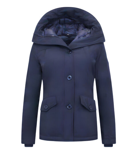 TheBrand Getailleerde Korte Winterjas Dames - 503 - Blauw