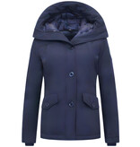 TheBrand Getailleerde Korte Winterjas Dames - 503 - Blauw