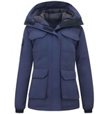 MATOGLA Dames Winterjassen Halflang Gewatteerd - 7603 - Blauw