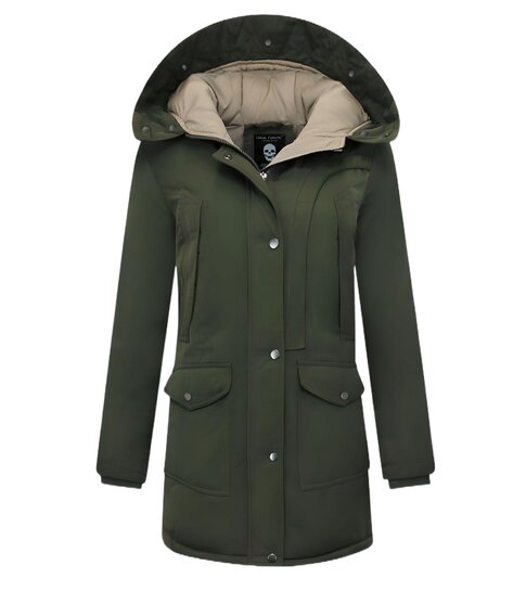 Gentile Bellini Gewatteerde Jas Dames Lang met Capuchon - 8811 - Groen