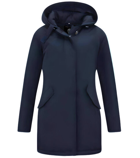 TheBrand Getailleerde Winterjas met Capuchon - 280 - Blauw