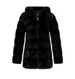 Gentile Bellini Korte Faux Fur Jas Dames met Rits en Capuchon - Zwart