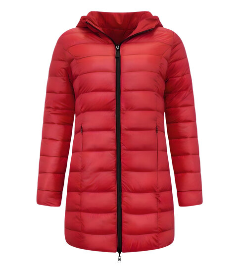 Gentile Bellini Puffer Jacket Dames Lang Gewatteerd - Slim Fit - Rood