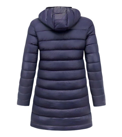 Gentile Bellini Lange Puffer Jas Dames met Capuchon - Slim Fit  - Blauw