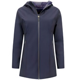 Gentile Bellini Lange Puffer Jas Dames met Capuchon - Slim Fit  - Blauw