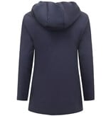 Gentile Bellini Lange Puffer Jas Dames met Capuchon - Slim Fit  - Blauw