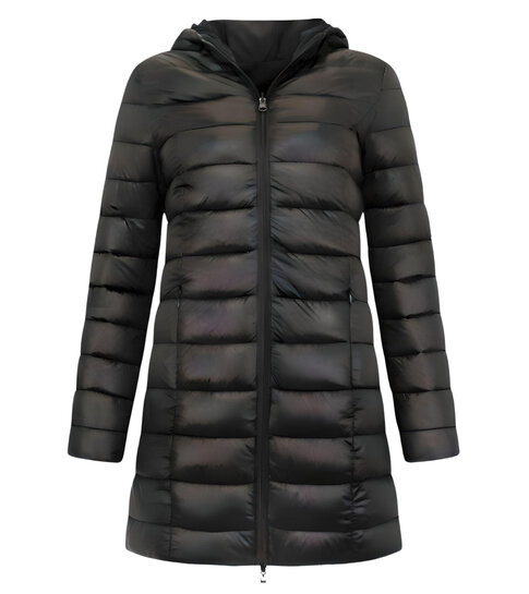 Gentile Bellini Long Puffer Coat Dames Parka - Slim Fit  - Zwart