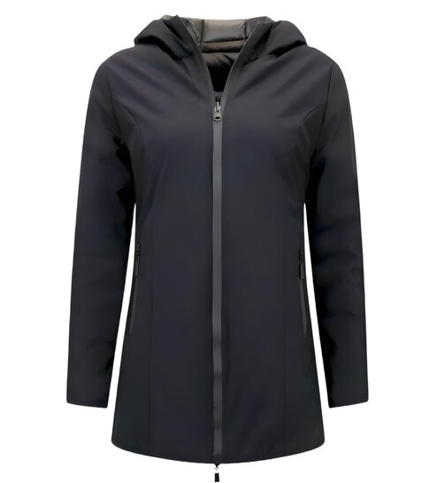 Gentile Bellini Double Face Dames Jassen Parka - Slim Fit  - Zwart