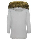 MATOGLA Dames Winterjas met Imitatie Bontkraag - Slim Fit - Beige