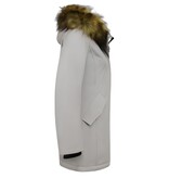 MATOGLA Dames Winterjas met Imitatie Bontkraag - Slim Fit - Beige