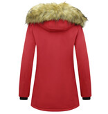 MATOGLA Dames Winterjas met Imitatie Bontkraag - Slim Fit - Rood