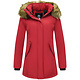Dames Winterjas met Imitatie Bontkraag - Slim Fit - Rood