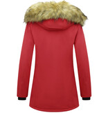 MATOGLA Dames Winterjas met Imitatie Bontkraag - Slim Fit - Rood