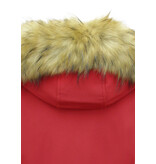 MATOGLA Dames Winterjas met Imitatie Bontkraag - Slim Fit - Rood