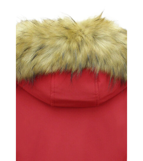 MATOGLA Dames Winterjas met Imitatie Bontkraag - Slim Fit - Rood