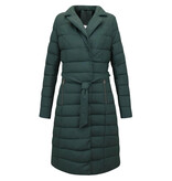 Gentile Bellini Lange Dames Winterjas Parka – Met Zwarte Faux Bontkraag – Groen