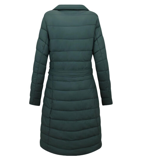 Gentile Bellini Lange Dames Winterjas Parka – Met Zwarte Faux Bontkraag – Groen