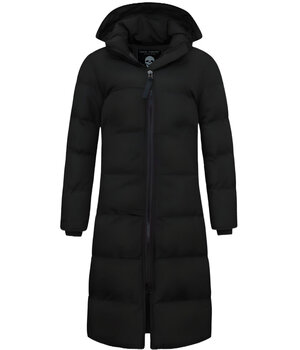 MATOGLA Lange Puffer Jas Dames Getailleerd - 8606ZCNW- Zwart