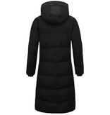 MATOGLA Lange Puffer Jas Dames Getailleerd - 8606ZCNW- Zwart