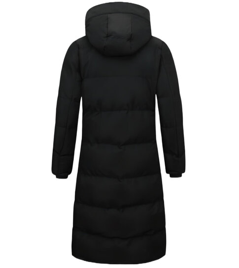 MATOGLA Lange Puffer Jas Dames Getailleerd - 8606ZCNW- Zwart