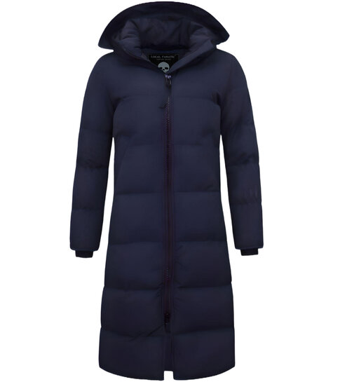 MATOGLA Puffer Jacket Dames Lang Getailleerd - 8606 - Blauw