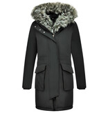 Gentile Bellini Lange Parka Jas Dames – Met Faux Bontkraag – Zwart