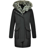 Gentile Bellini Lange Parka Jas Dames – Met Faux Bontkraag – Zwart