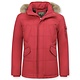 Bontjassen - Heren Winterjas Lang - Kleine Bontkraag - Parka Ruiten - Rood