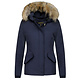 Bontjassen - Dames Winterjas Wooly Kort - Grote Bontkraag - Blauw