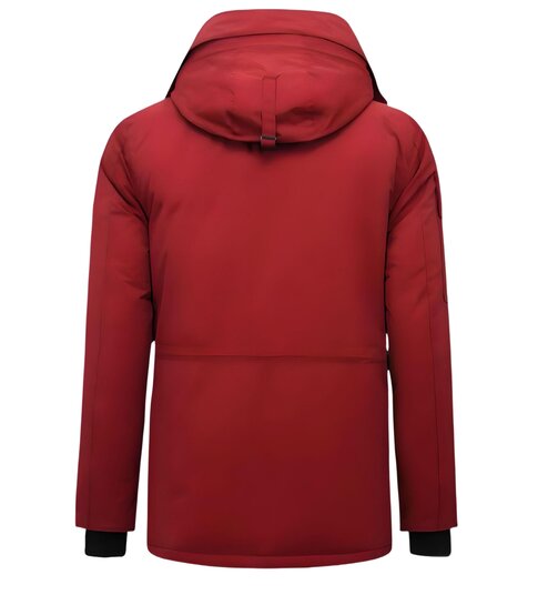 Beluomo Halflange Mannen Winterjas met Capuchon -7503 - Rood