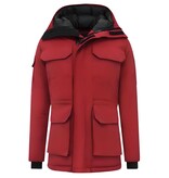 Beluomo Halflange Mannen Winterjas met Capuchon -7503 - Rood