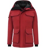 Beluomo Halflange Mannen Winterjas met Capuchon -7503 - Rood