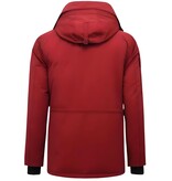 Beluomo Halflange Mannen Winterjas met Capuchon -7503 - Rood