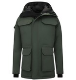 Beluomo Halflange Winterjas Heren met Capuchon - 7503 - Groen