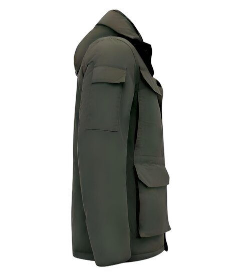 Beluomo Halflange Winterjas Heren met Capuchon - 7503 - Groen