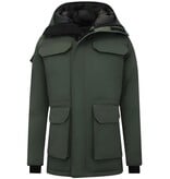 Beluomo Halflange Winterjas Heren met Capuchon - 7503 - Groen