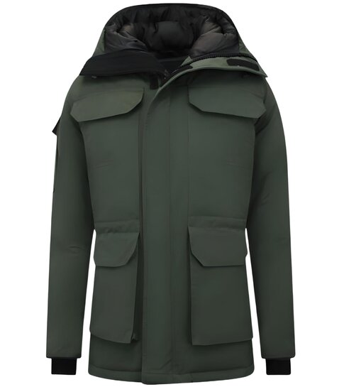 Beluomo Halflange Winterjas Heren met Capuchon - 7503 - Groen