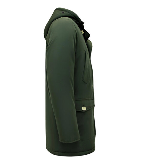 Enos Lange Winterjas Heren Parka  - 7101 - Groen