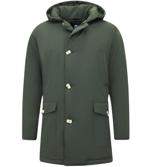 Enos Lange Winterjas Heren Parka  - 7101 - Groen