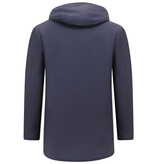 ENOS Luxe Halflange Parka Heren met Capuchon - Blauw