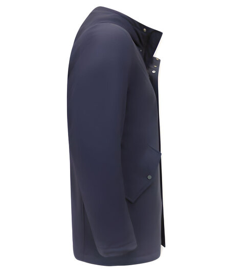 ENOS Luxe Halflange Parka Heren met Capuchon - Blauw