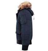 Enos Korte Heren Winterjas – Met Faux Bontkraag – Blauw