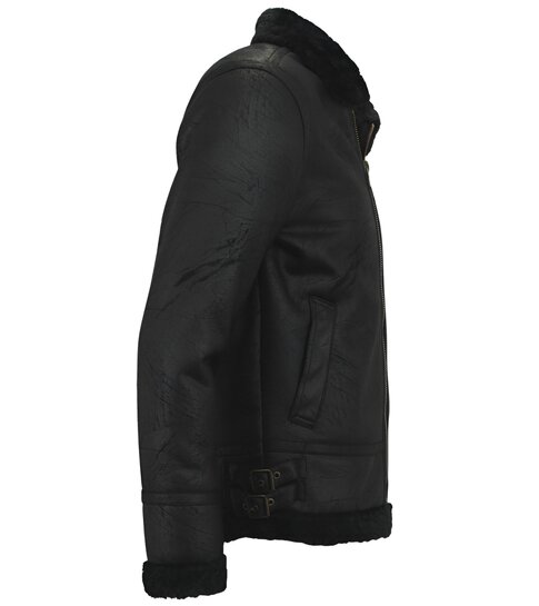 TONY BACKER Shearling jacket - Lammy Coat - Zwart