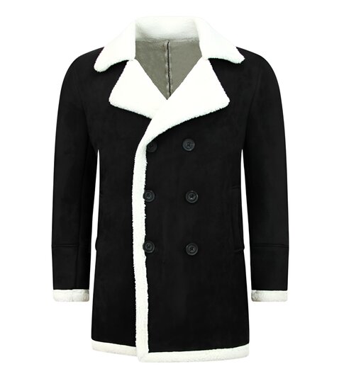 TONY BACKER Imitatie Bontjas Parka - Lammy Coat - Zwart