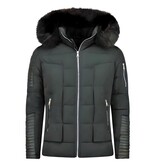 Enos Korte Heren Winterjas – Faux Fur Bontkraag – Zwart