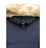 Enos Lange Heren Winterjas – Met Bontkraag – Blauw